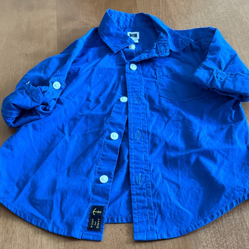 Janie and Jack Vibrant Blue Button Down Shirt, 12-18 months